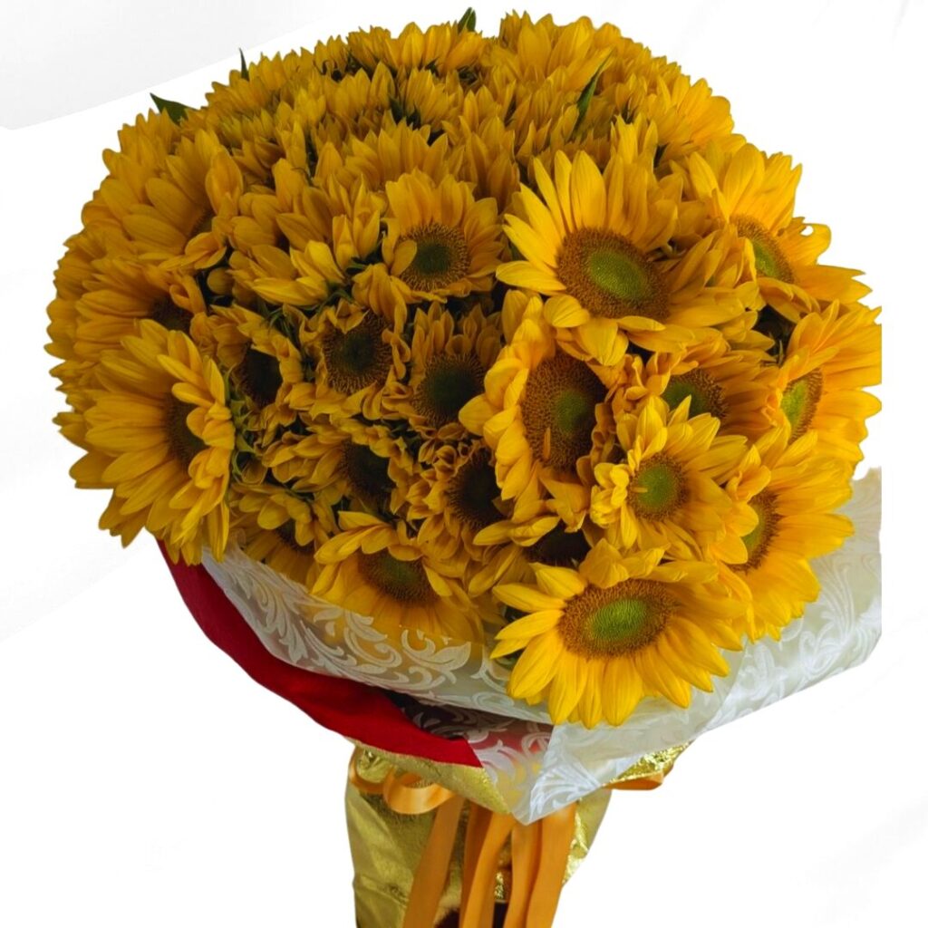 沖縄でプロポーズに贈るヒマワリ108本の花束。永遠の愛を象徴する特別なサプライズギフト