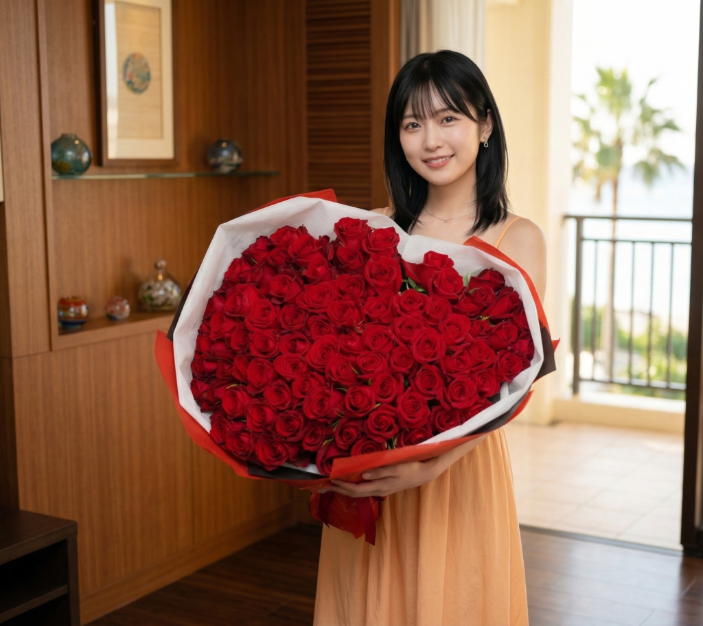 沖縄でプロポーズに人気の赤バラ99本の花束｜ホテルサプライズやビーチプロポーズにおすすめ