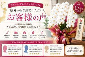 県外から沖縄へ胡蝶蘭や花束をご注文いただいたお客様の声｜東京・大阪・福岡からの法人注文事例と感想